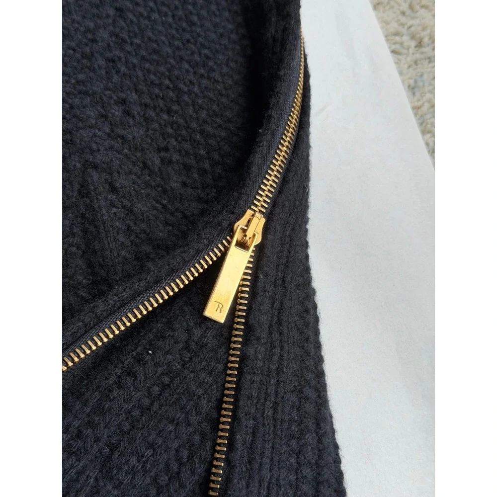 The Row Cashmere Merino Ribbed Side Zip Sweater Vest Black Made in USA M